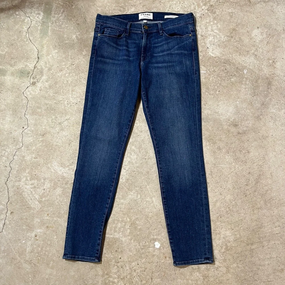 Frame Denim Skinny Cropped Blue Jeans Women's Size 31 Zipper Fly Stretch